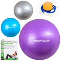 Мяч для фитнеса-75см MS 1541 (12шт) Фитбол, резина,75см, 1200г, ABS сатин, ножн насос, 3цвета, в кор