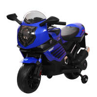Мотоцикл M 3578EL-4 2 мотори 20W, 2 акум. 6V/4,5AH, колеса EVA, шкіряне сидіння, синій.