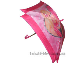 Зонтик Барби Краткое описание: зонтик розовый с  Барби
Размер: ручка 67 см, диаметр 65 см.