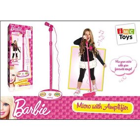 Микрофон на стойке Barbie  Детский микрофон на стойке с усилителем. Регулятор громкости, выбор ритмов, прослушивание записанных мелодий. Высота рычага регулируется 73-123 см. 