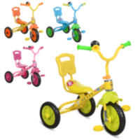 Велосипед M 1190 (4шт) 3 колеса, голубой, розовый, желтый, клаксон